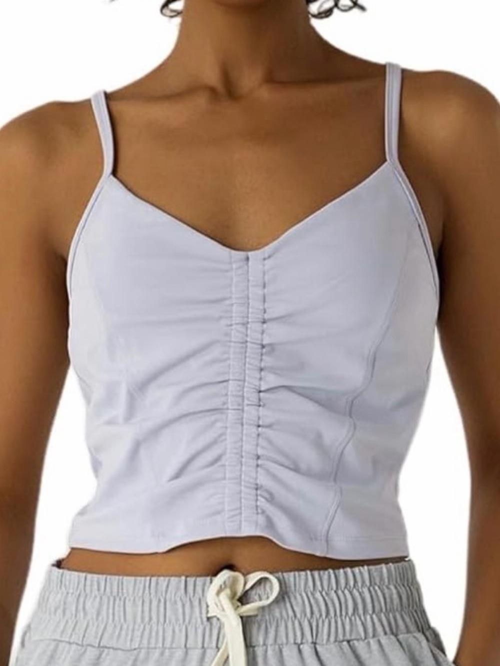 Leapstride Lavender Ruched Bra Crop Tank